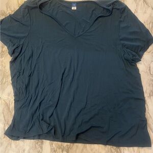 Old Navy Women's Short Sleeve V-Neck Top in Dark Teal